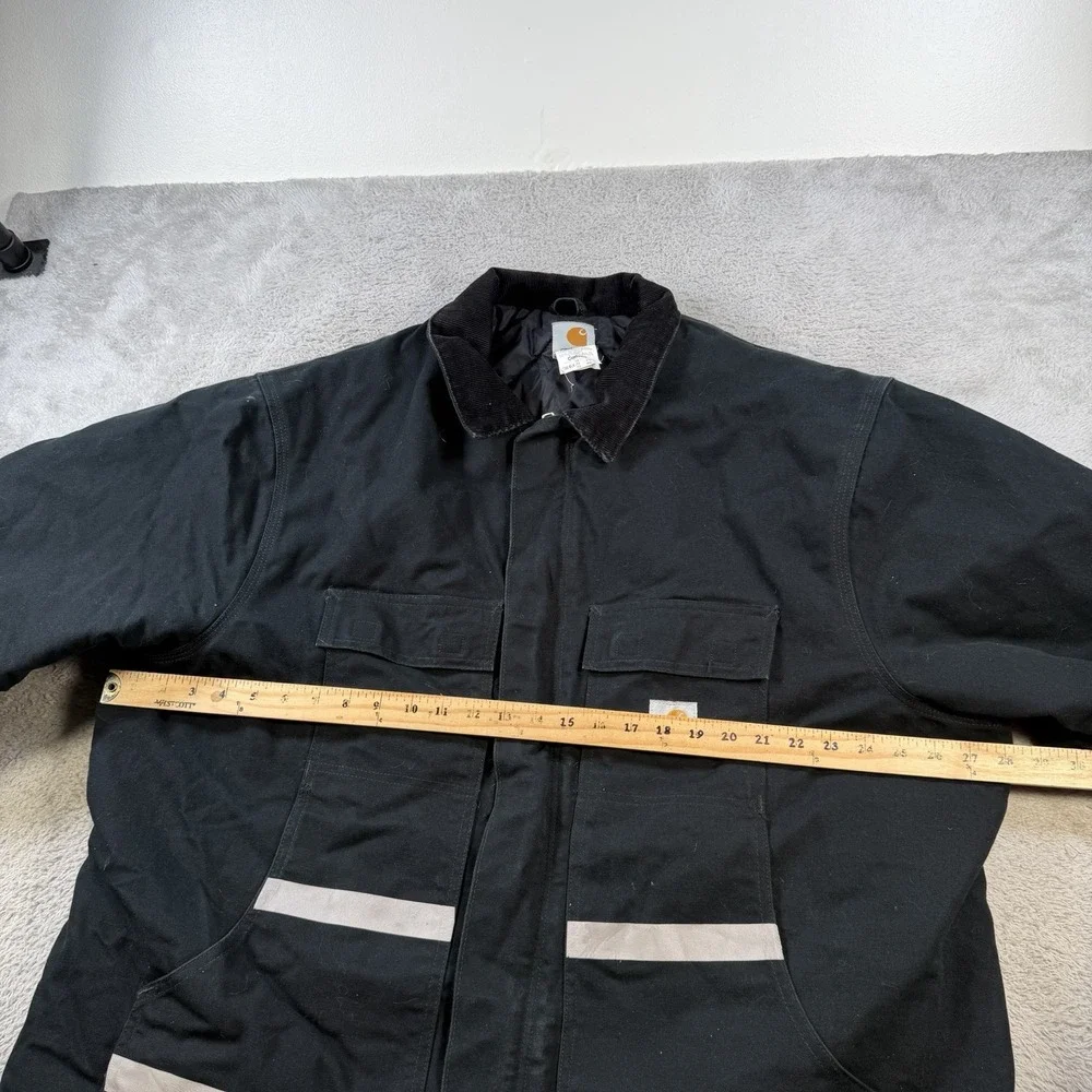 Vintage Carhartt Jacket Men 52 2XL Black Duck Canvas Quilt Lined Reflective Work